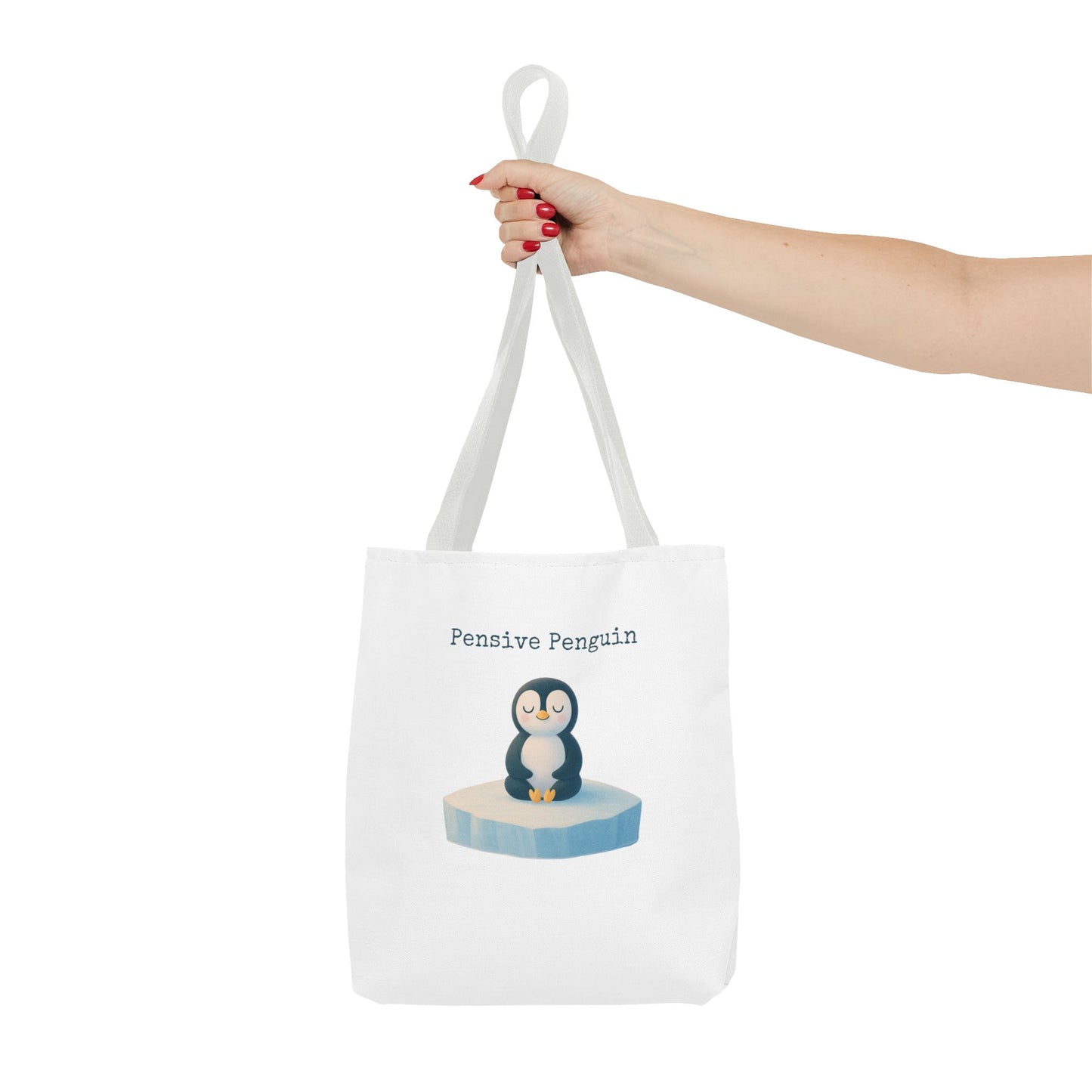 Pensive Penguin Tote Bag, Cute Animal Bag, Eco-Friendly Canvas Tote, Ideal for Summer Outings, Gifts for Penguin Lovers, Beach Bag