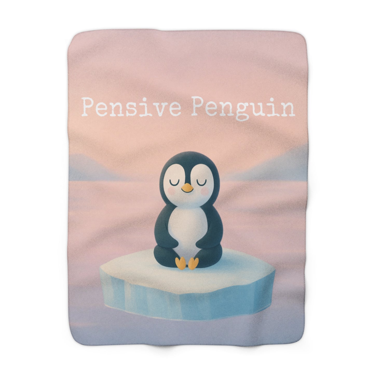 Pensive Penguin Cozy Sherpa Fleece Blanket - Warm Throw for Kids and Adults, Perfect for Bedtime or Snuggling