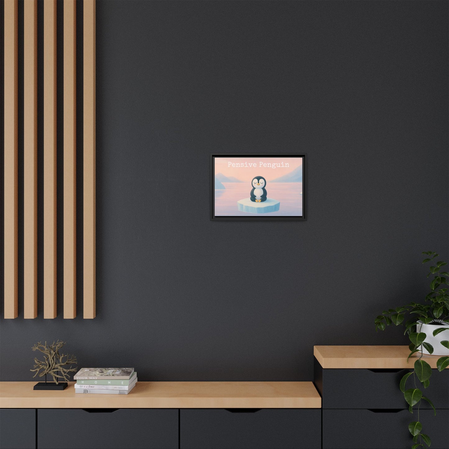 Pensive Penguin Framed Wall Art - Mindful Home Decor