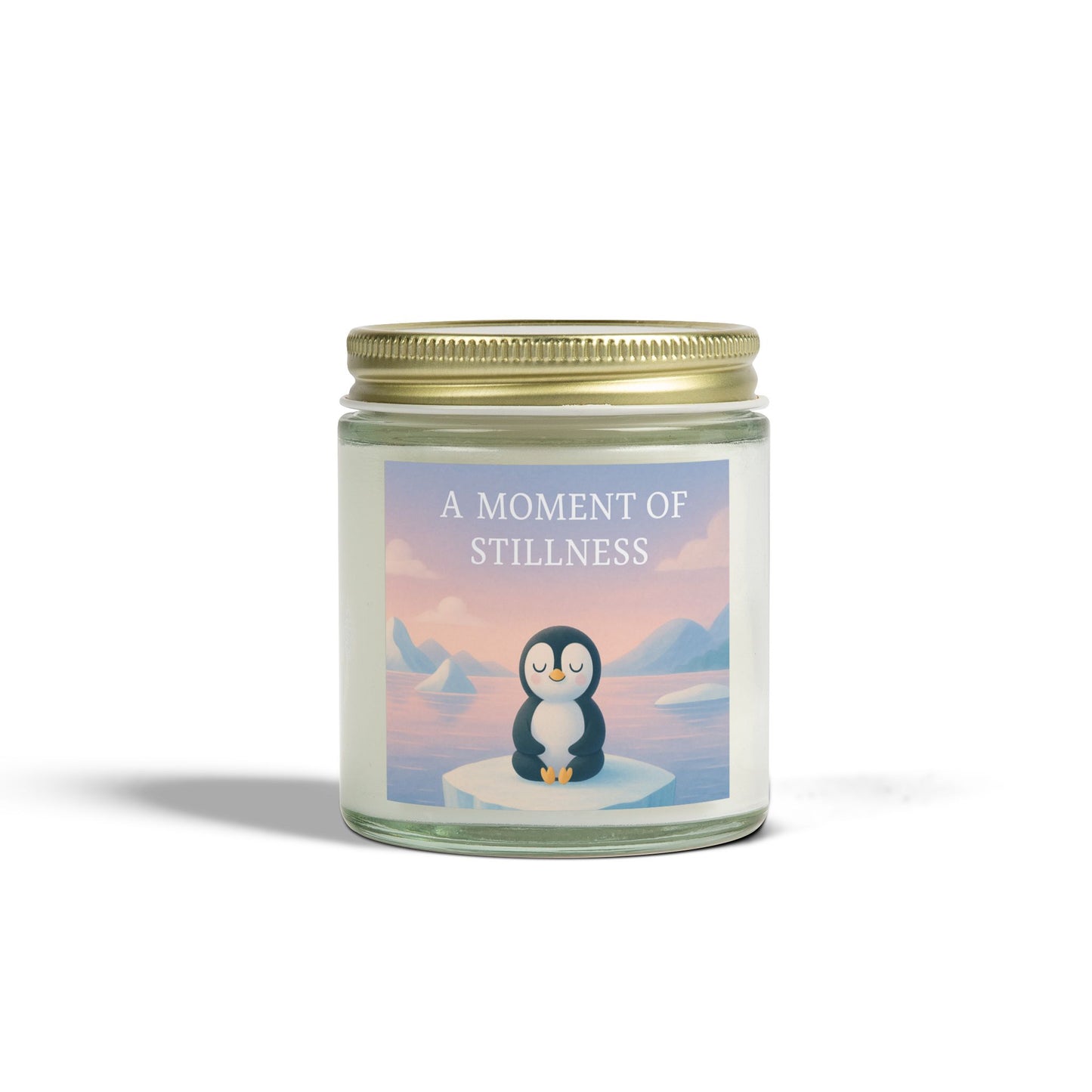 Pensive Penguin Scented Candles for Mindfulness & Calm, Eco-Friendly Coconut Apricot Wax, A Moment of Stillness