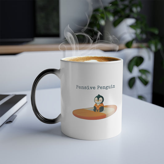 Pensive Penguin Color Morphing Mug: Path to Kauai, Magical Changing Coffee Cup, Unique Gift for Coffee Lovers, Personalized Drinkware, Fun Home Decor, Great for Birthdays
