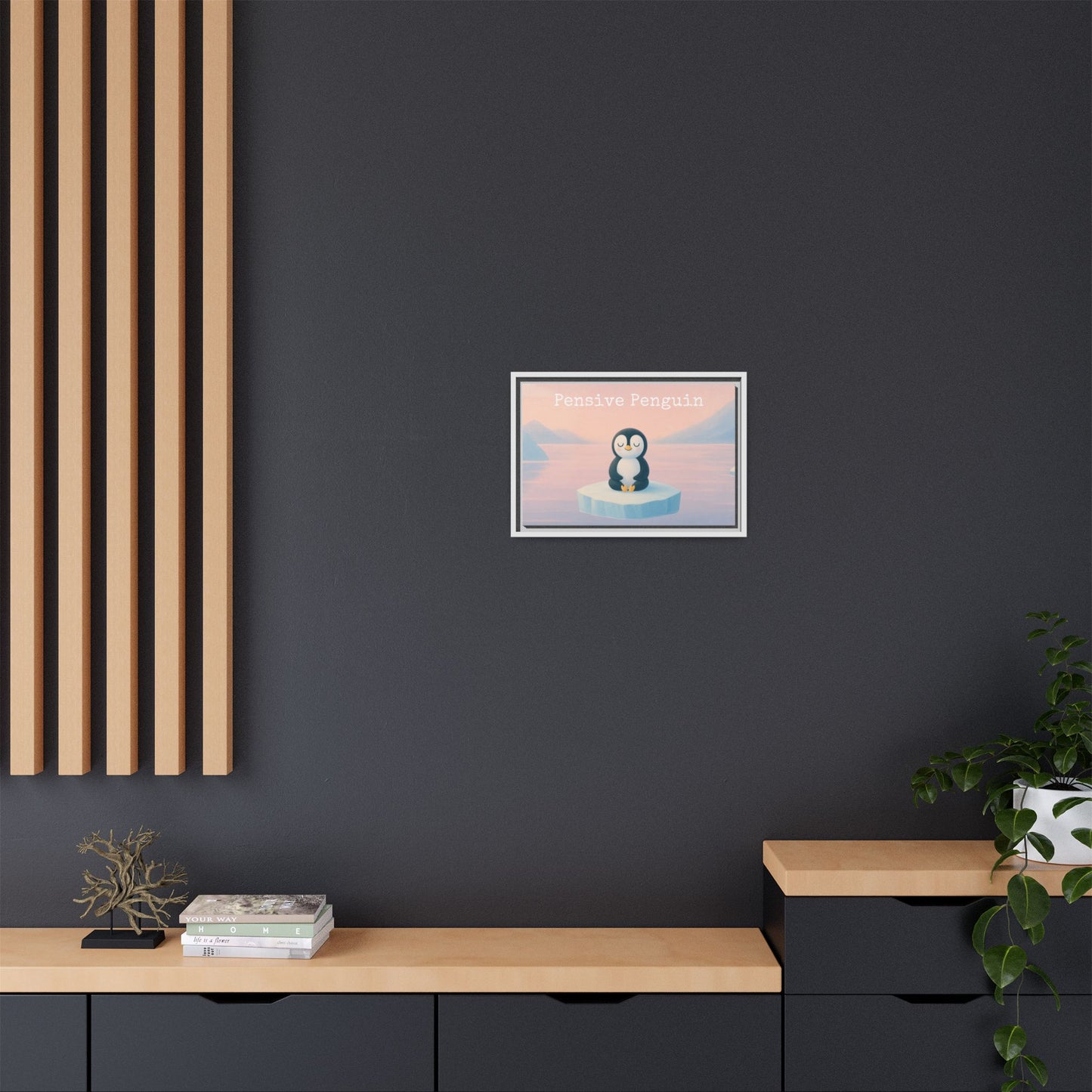Pensive Penguin Framed Wall Art - Mindful Home Decor