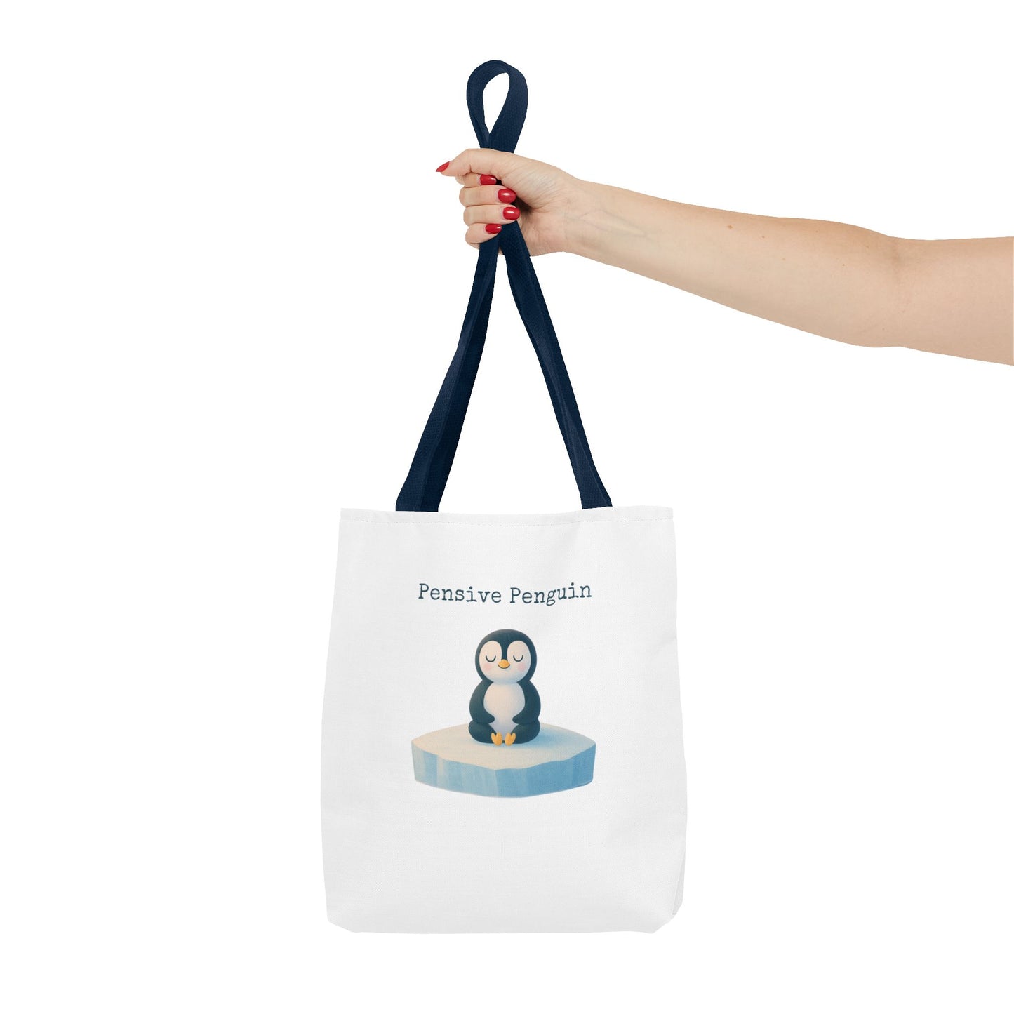 Pensive Penguin Tote Bag, Cute Animal Bag, Eco-Friendly Canvas Tote, Ideal for Summer Outings, Gifts for Penguin Lovers, Beach Bag
