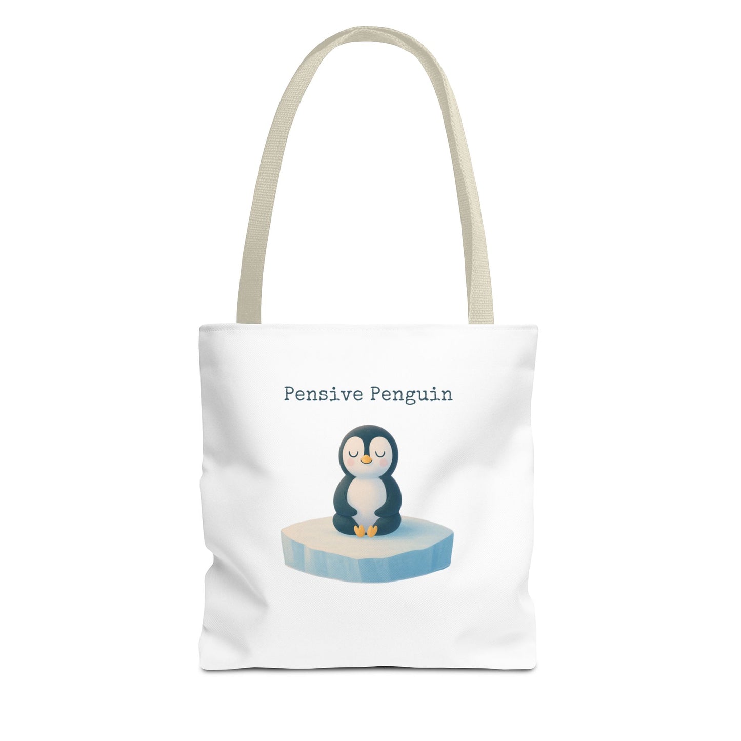 Pensive Penguin Tote Bag, Cute Animal Bag, Eco-Friendly Canvas Tote, Ideal for Summer Outings, Gifts for Penguin Lovers, Beach Bag