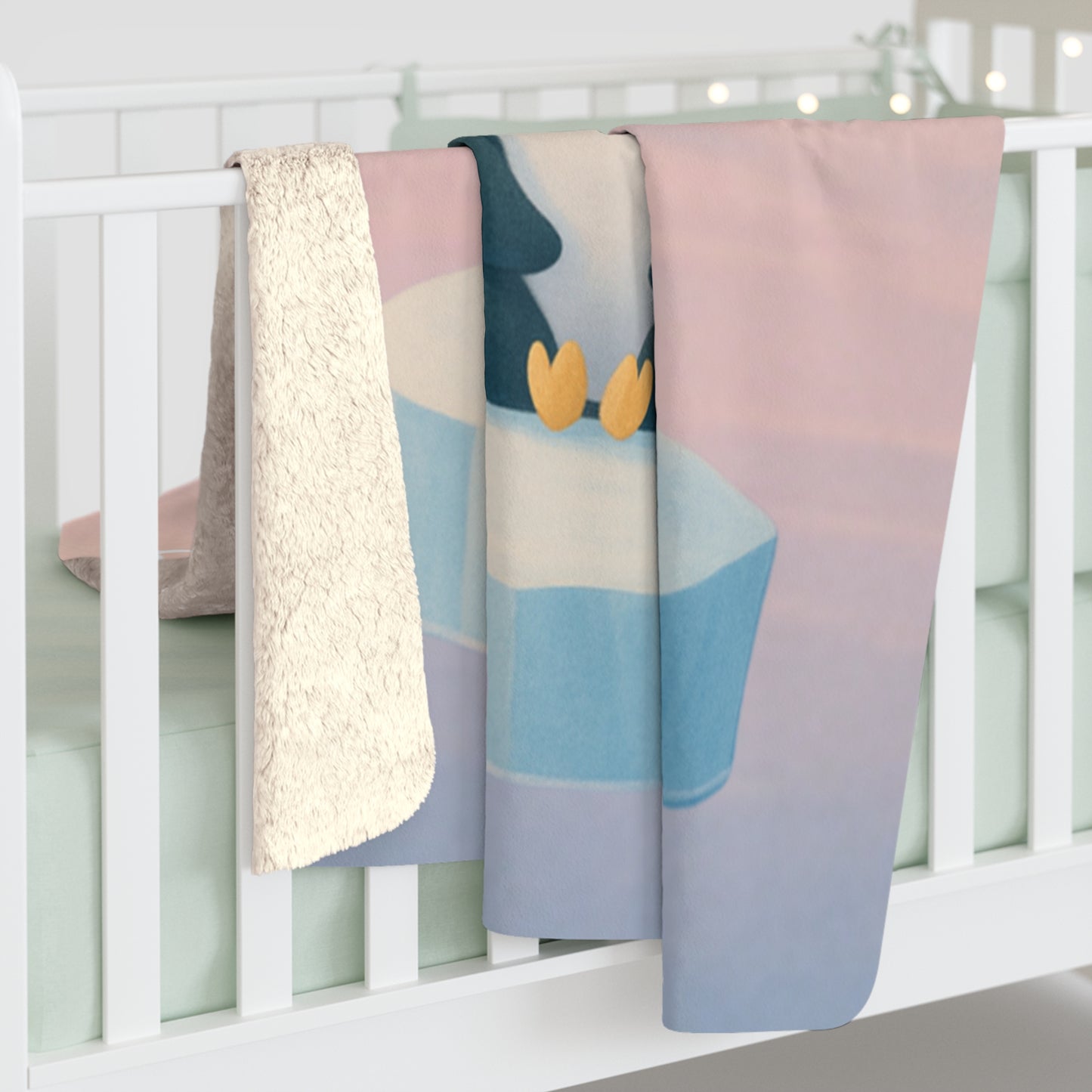 Pensive Penguin Cozy Sherpa Fleece Blanket - Warm Throw for Kids and Adults, Perfect for Bedtime or Snuggling