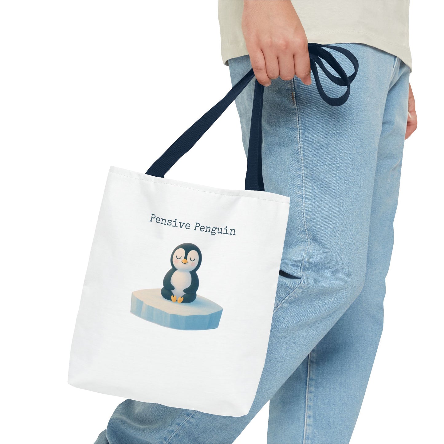 Pensive Penguin Tote Bag, Cute Animal Bag, Eco-Friendly Canvas Tote, Ideal for Summer Outings, Gifts for Penguin Lovers, Beach Bag