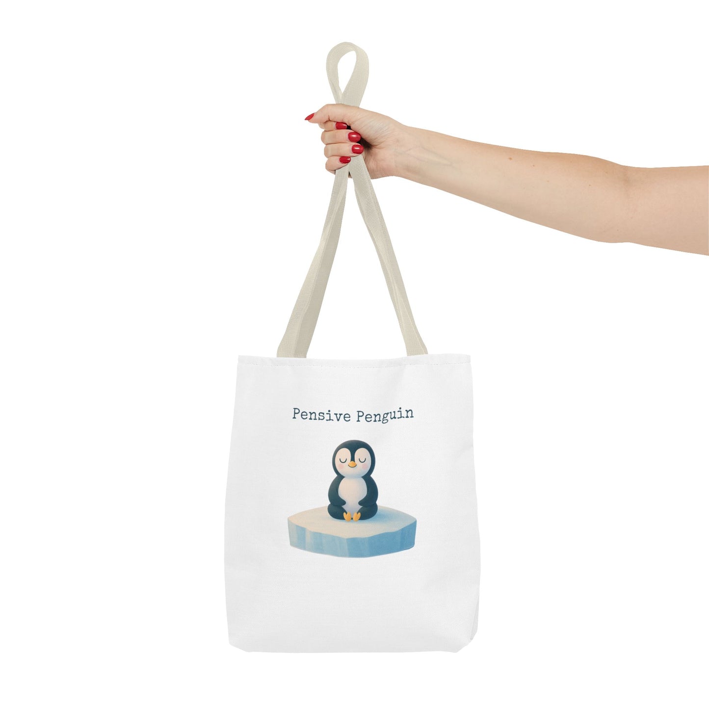 Pensive Penguin Tote Bag, Cute Animal Bag, Eco-Friendly Canvas Tote, Ideal for Summer Outings, Gifts for Penguin Lovers, Beach Bag