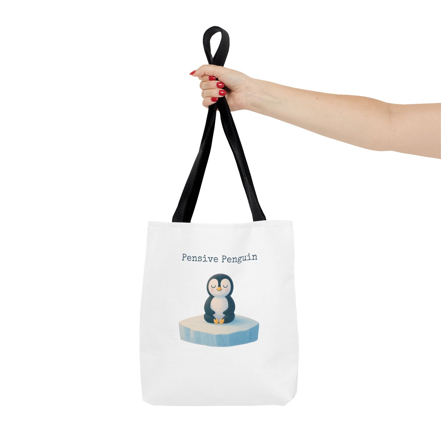 Pensive Penguin Tote Bag, Cute Animal Bag, Eco-Friendly Canvas Tote, Ideal for Summer Outings, Gifts for Penguin Lovers, Beach Bag