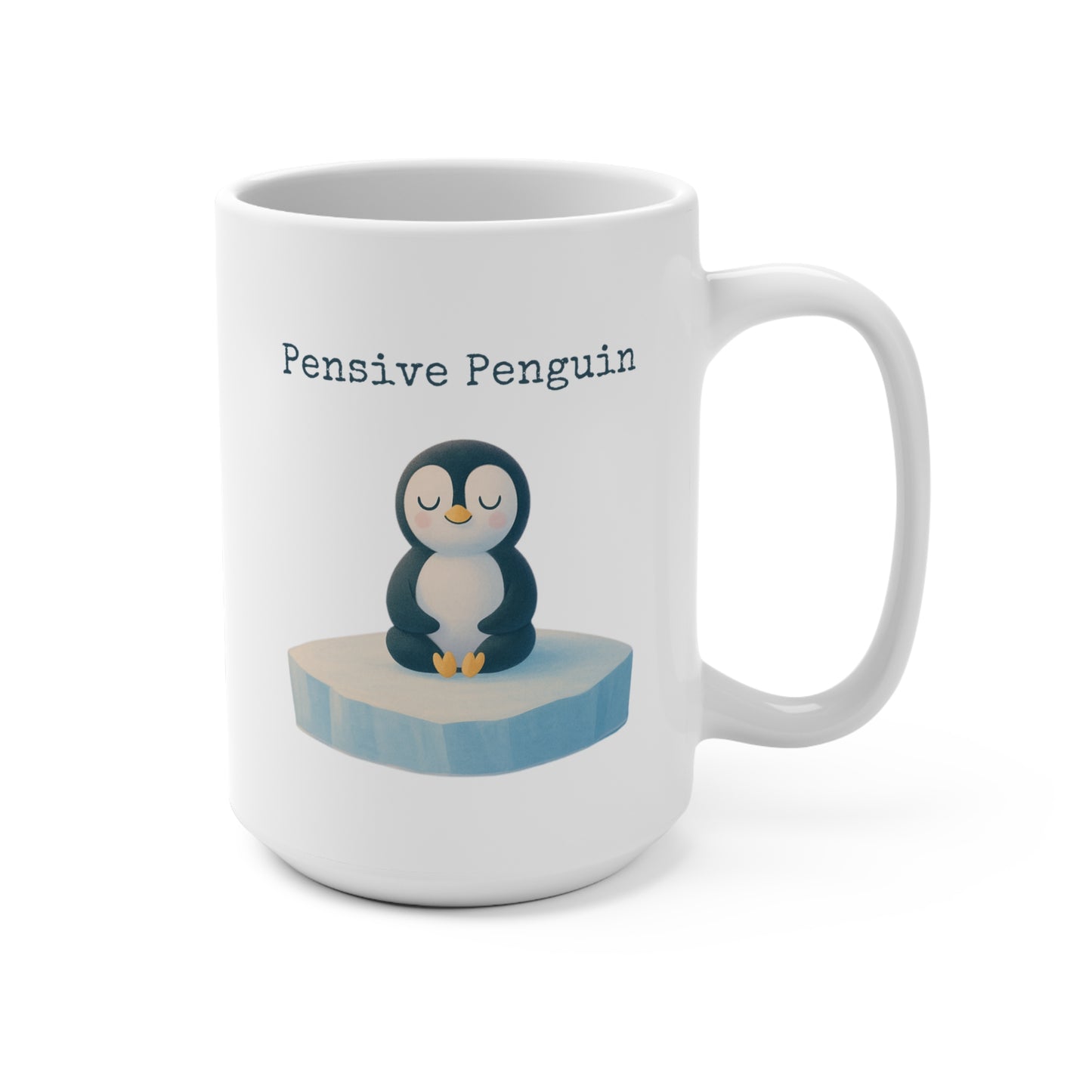 Pensive Penguin Mug, 15oz Coffee Cup