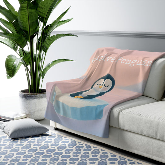 Pensive Penguin Cozy Sherpa Fleece Blanket - Warm Throw for Kids and Adults, Perfect for Bedtime or Snuggling