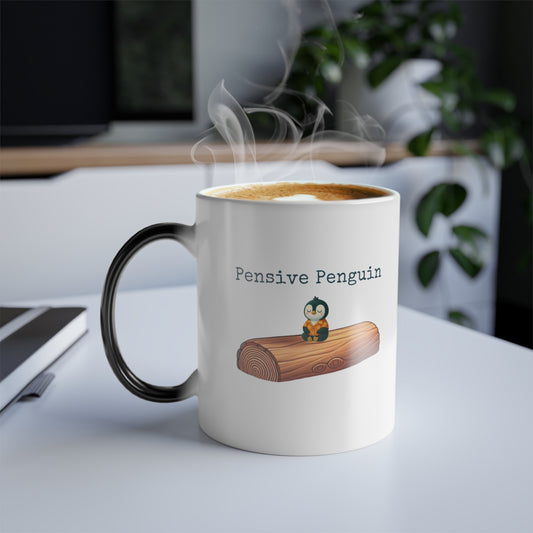 Color Morphing Mug, Pensive Penguin: Path to Maui, Magical Changing Coffee Cup, Unique Gift for Coffee Lovers, Personalized Drinkware, Fun Home Decor, Great for Birthdays
