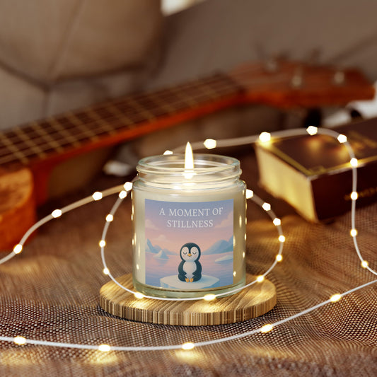 Pensive Penguin Scented Candles for Mindfulness & Calm, Eco-Friendly Coconut Apricot Wax, A Moment of Stillness