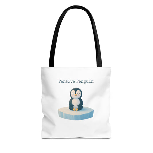 Pensive Penguin Tote Bag, Cute Animal Bag, Eco-Friendly Canvas Tote, Ideal for Summer Outings, Gifts for Penguin Lovers, Beach Bag