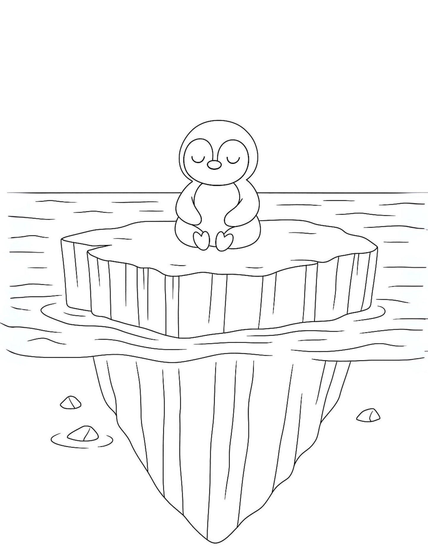 Pensive Penguin: The Floating Path, Coloring Book for Kids