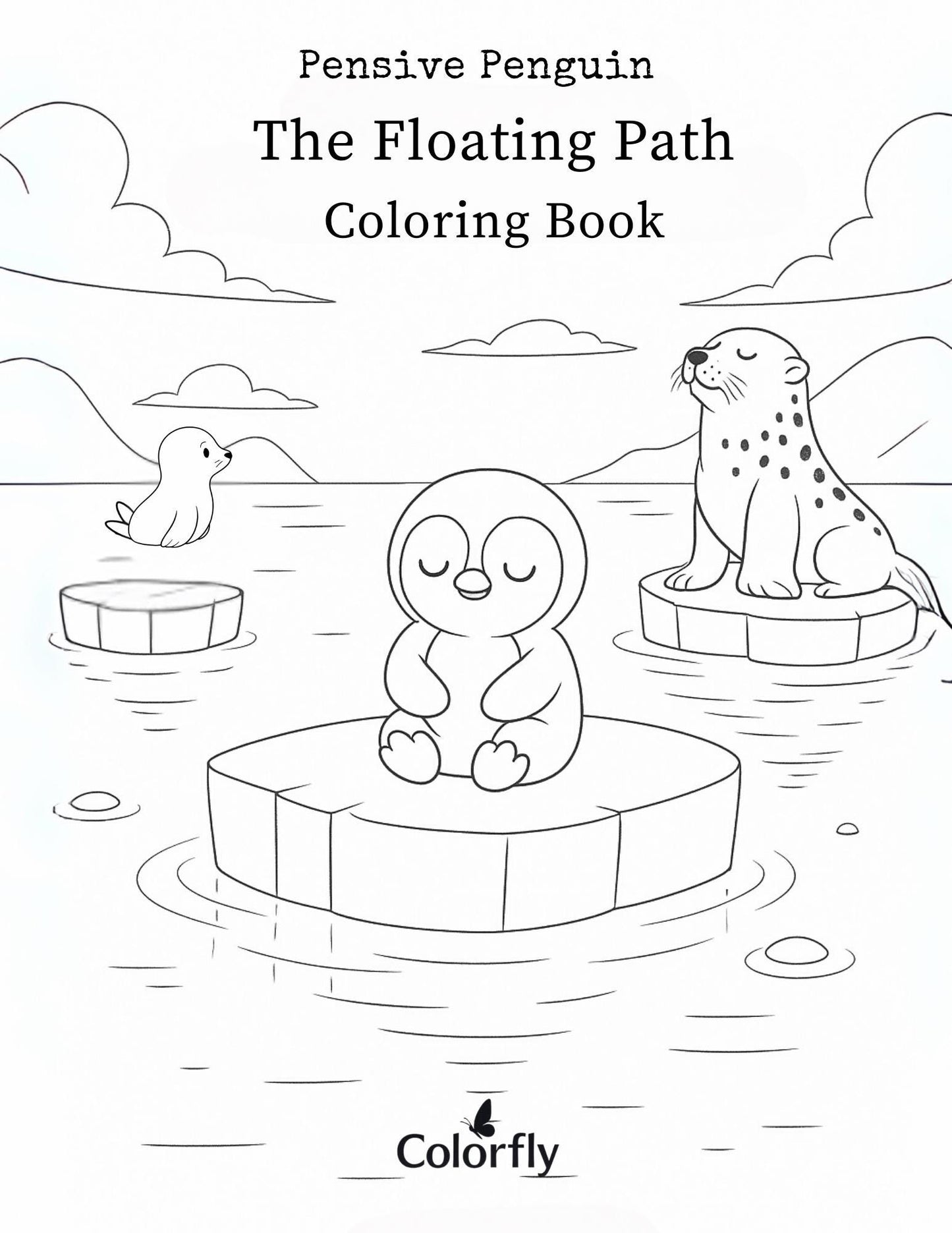 Pensive Penguin: The Floating Path, Coloring Book for Kids