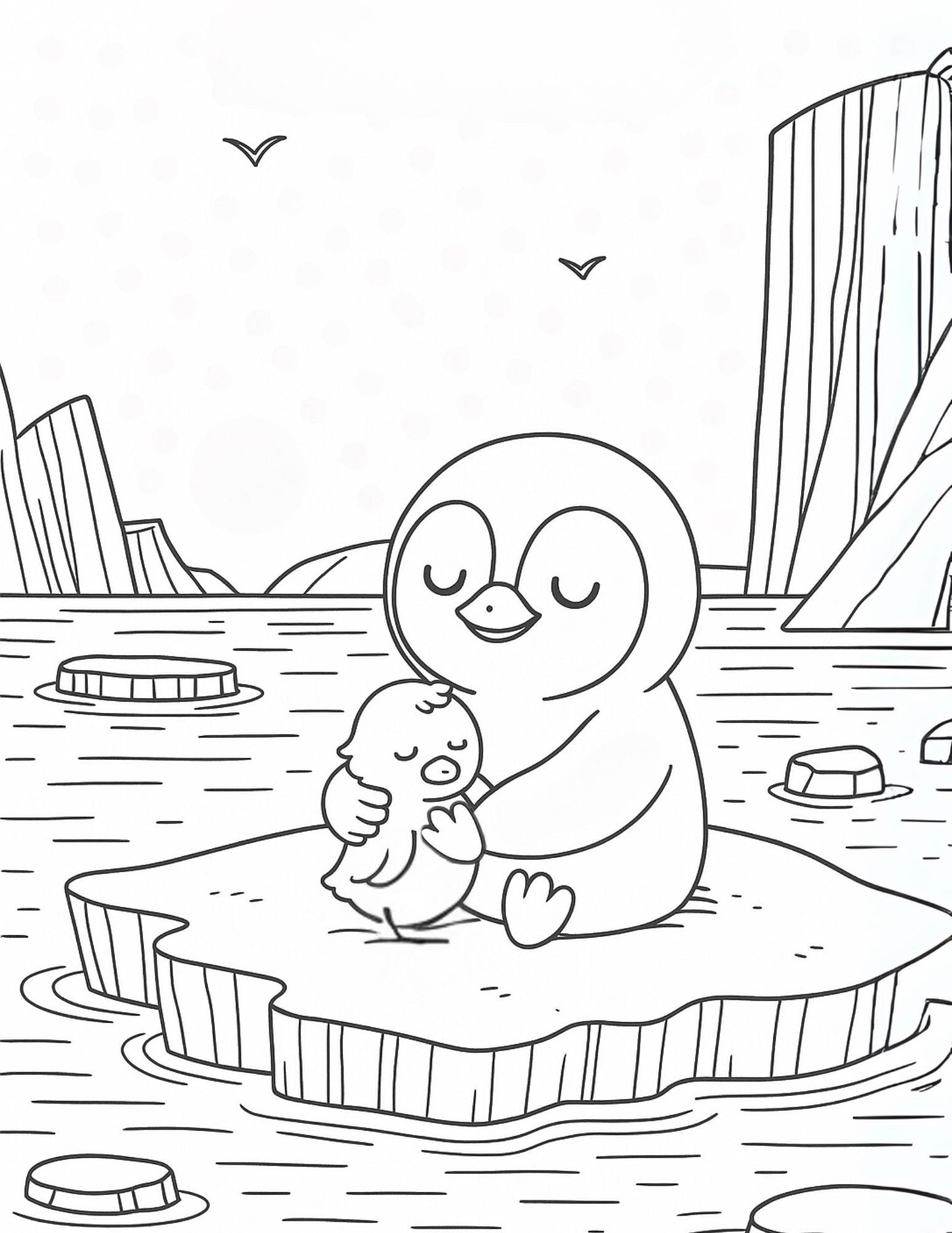 Pensive Penguin: The Floating Path, Coloring Book for Kids