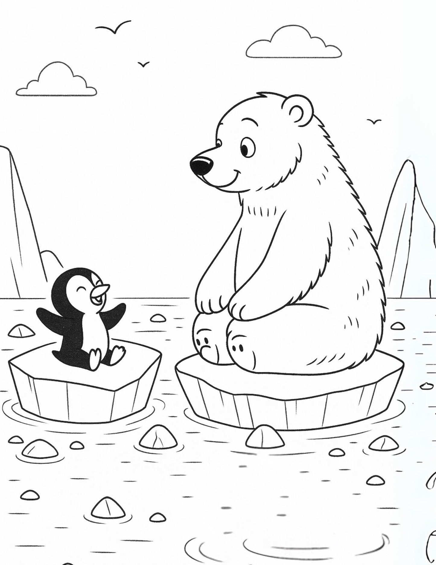 Pensive Penguin: The Floating Path, Coloring Book for Kids